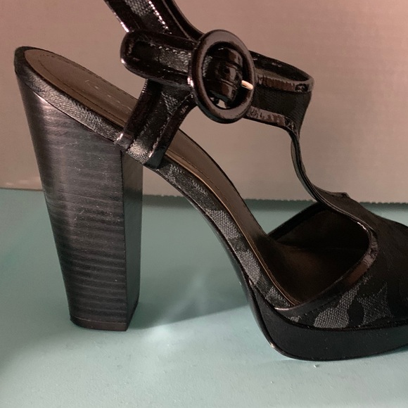 COACH BLACK MONOGRAM PLATFORM HEELS - Picture 15 of 16